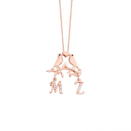 Gönül Kuşları Harfli Gümüş Kolye GMS1638