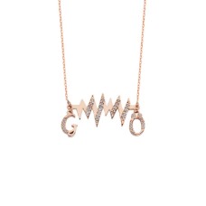 Zirkon Taşlı Nabız Harfli Gümüş Kolye GMS1645