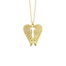 Kalp Motifli Melek Kanadı Gümüş Kolye GMS1710