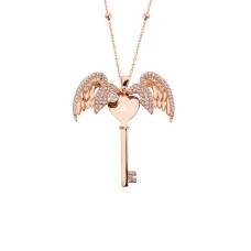 Melek Kanatlı İsimli Anahtar Gümüş Kolye  GMS1011