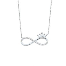 Sonsuzluk Tacı Gümüş Beyaz Kolye GMS1805