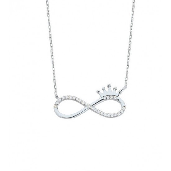 Sonsuzluk Tacı Gümüş Beyaz Kolye GMS1805