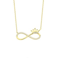 Sonsuzluk Tacı Gümüş Sarı Kolye GMS1807