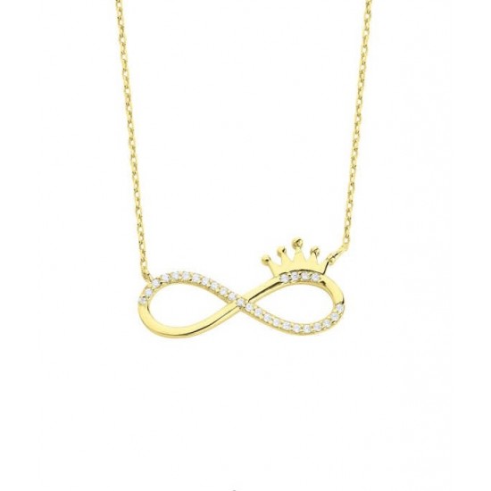 Sonsuzluk Tacı Gümüş Sarı Kolye GMS1807