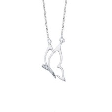 Zarif Kelebek Gümüş Beyaz Kolye GMS1808