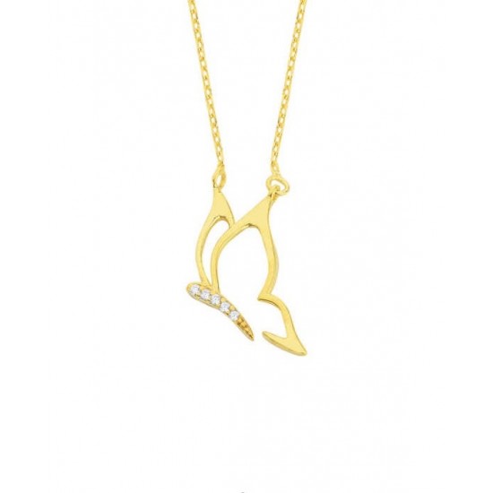 Zarif Kelebek Gümüş Sarı Kolye GMS1809 Zarif Kelebek Gümüş Sarı Kolye GMS1809