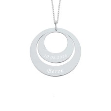 İki İsimli Halka Levha Gümüş Kolye GMS1285