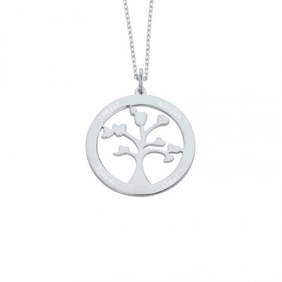 İsimli Hayat Ağacı Gümüş Kolye GMS1133