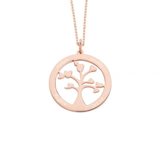 İsimli Hayat Ağacı Gümüş Kolye GMS1135