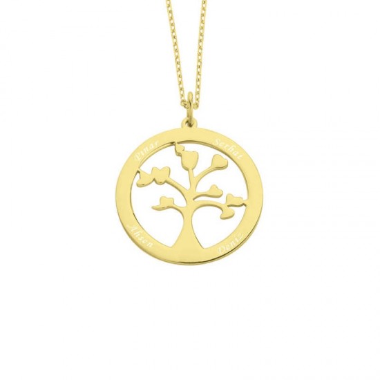 İsimli Hayat Ağacı Gümüş Kolye GMS1134