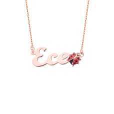 Uğur Böcekli İsimli Gümüş Kolye GMS1165