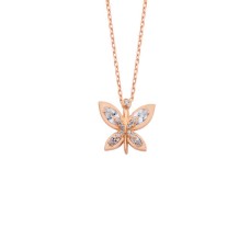 Markiz Taşlı Kelebek Gümüş Kolye  GMS962