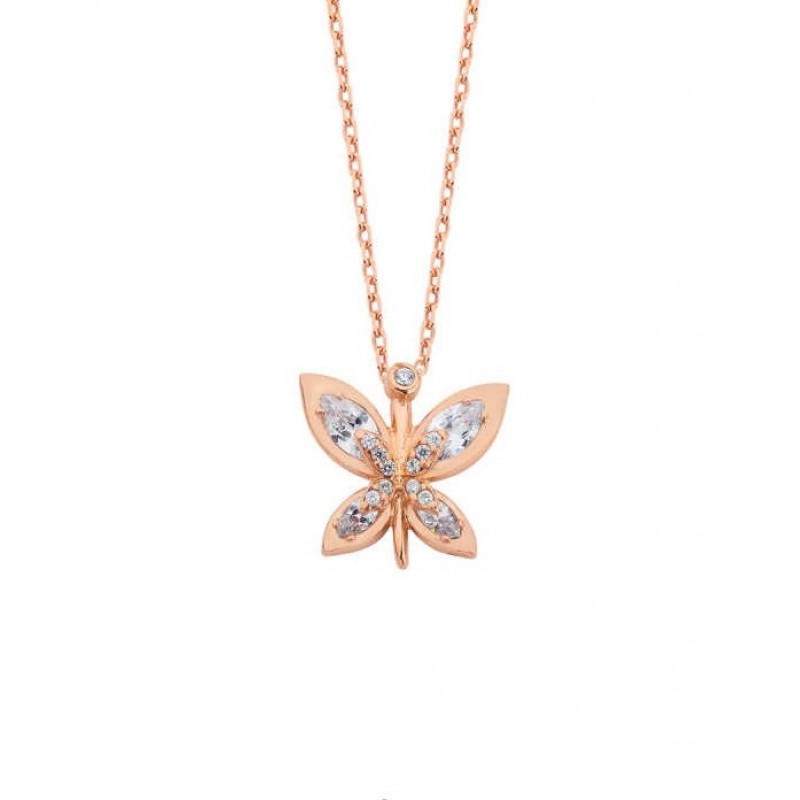 Taşlı Kelebek Gümüş Kolye GMS1810 Taşlı Kelebek Gümüş Kolye GMS1810