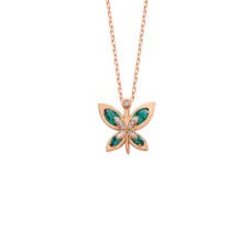 Markiz Taşlı Kelebek Gümüş Kolye  GMS964