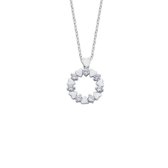 Zirkon Taşlı Minik Kalpler Gümüş Kolye GMS1179