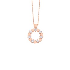 Zirkon Taşlı Minik Kalpler Gümüş Kolye GMS1180