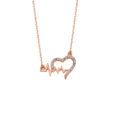 Kalp Figürlü Ritim Gümüş Kolye GMS1186