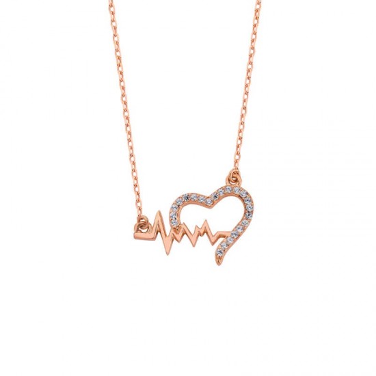 Kalp Figürlü Ritim Gümüş Kolye GMS1186