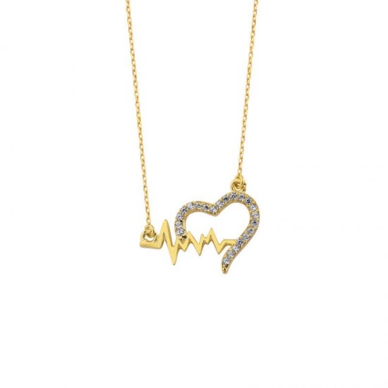 Kalp Figürlü Ritim Gümüş Kolye GMS1187