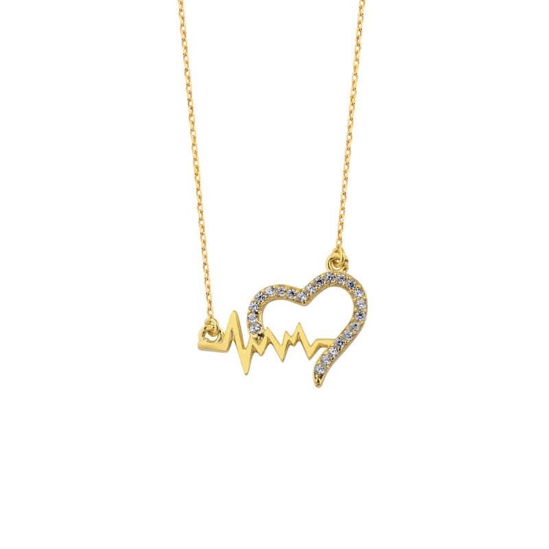 Kalp Figürlü Ritim Gümüş Kolye GMS1187