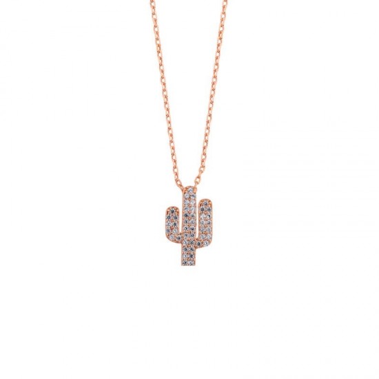 Taşlı Kaktüs Çiçeği Gümüş Kolye GMS973 Taşlı Kaktüs Çiçeği Gümüş Kolye GMS973