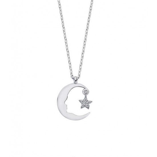 Atatürk Silüeti Ay Yıldız Gümüş Kolye GMS1194