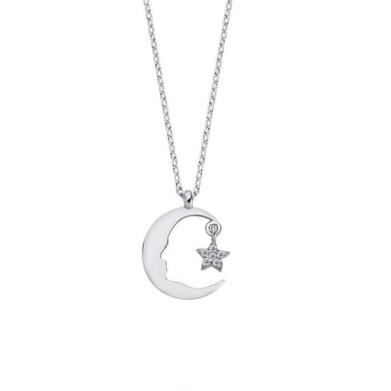 Atatürk Silüeti Ay Yıldız Gümüş Kolye GMS1194 Atatürk Silüeti Ay Yıldız Gümüş Kolye GMS1194