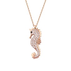 Deniz Atı Gümüş Rose Kolye GMS1858