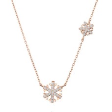 Üçlü Kar Tanesi Gümüş Rose Kolye GMS1867
