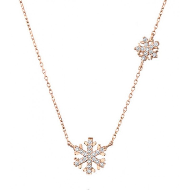 Üçlü Kar Tanesi Gümüş Rose Kolye GMS1867 Üçlü Kar Tanesi Gümüş Rose Kolye GMS1867