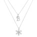 Kar Tanesi Harfli Çift Zincirli Gümüş Beyaz Kolye GMS1872