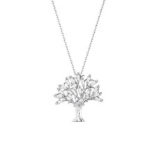 Baget Taşlı Hayat Ağacı Gümüş Kolye GMS1924