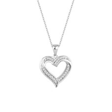 Taşlı Kalp Gümüş Kolye GMS1951