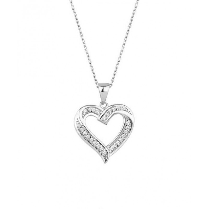Taşlı Kalp Gümüş Kolye GMS1951 Taşlı Kalp Gümüş Kolye GMS1951