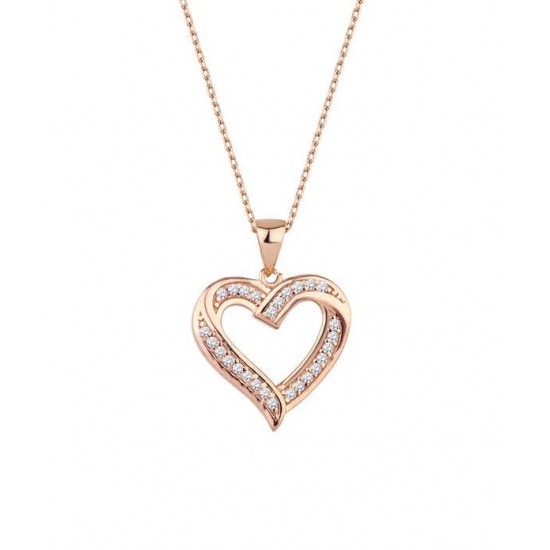 Taşlı Kalp Rose Renk Gümüş Kolye GMS1952 Taşlı Kalp Rose Renk Gümüş Kolye GMS1952