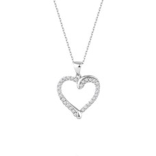Sıra Taşlı Kalp Gümüş Kolye GMS1955