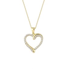 Sıra Taşlı Sarı Renk Kalp Gümüş Kolye GMS1954