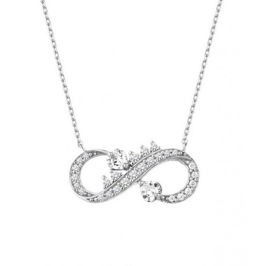 Çift Kalpli Sonsuzluk Gümüş Kolye GMS1958