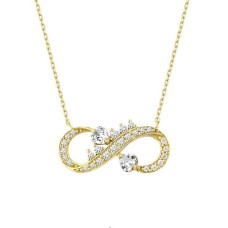 Çift Kalpli Sarı Renk Sonsuzluk Gümüş Kolye GMS1962