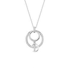 Harfli Çift Halka Gümüş Kolye GMS1966