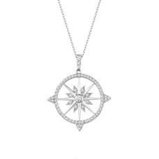 Kutup Yıldızı Pusula Gümüş Kolye GMS1988