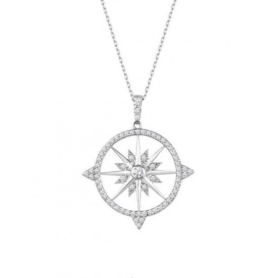 Kutup Yıldızı Pusula Gümüş Kolye GMS1988