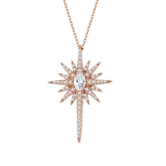 Kutup Yıldızı Rose Renk Gümüş Kolye GMS2010