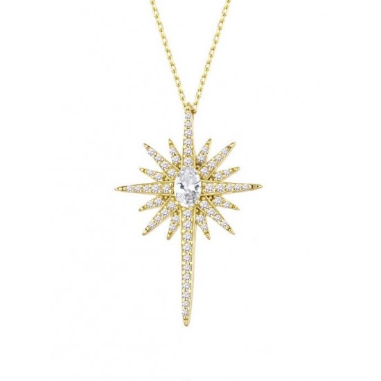 Kutup Yıldızı Sarı Renk Gümüş Kolye GMS2011