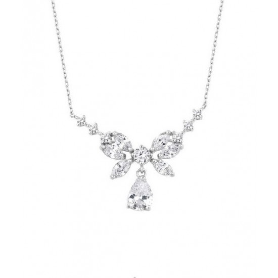 Markiz Taşlı Damla Abiye Gümüş Kolye GMS2027