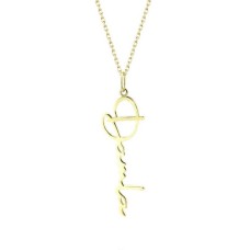 Dikey İsimli Sarı Renk Gümüş Kolye GMS2032