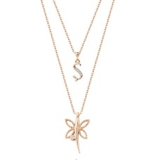 Harfli Yusufçuk Rose Renk Gümüş Kolye GMS2040