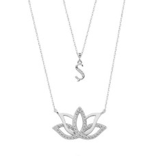 Harfli Lotus Çiçeği Gümüş Kolye GMS2054
