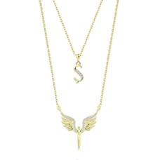 Harfli Mikail Meleği Sarı Renk Gümüş Kolye GMS2059