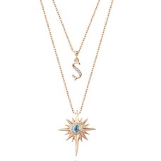 100 Dilde Seni Seviyorum Harfli Kutup Yıldızı Rose Renk Gümüş Kolye GMS2061